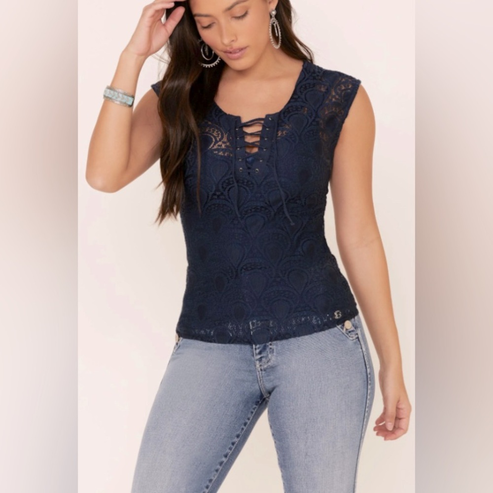 Flower Child Lace Up Tank Top (NWT)